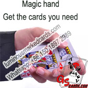 Magic hand to exchange the normal playing cards