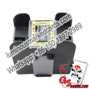 poker shuffler with side mark barcode reader